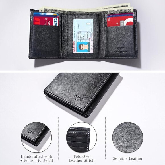 Leather Wallet for Men, Handcrafted Genuine Leather Travel Wallet, Minimalist Me - Picture 7 of 7
